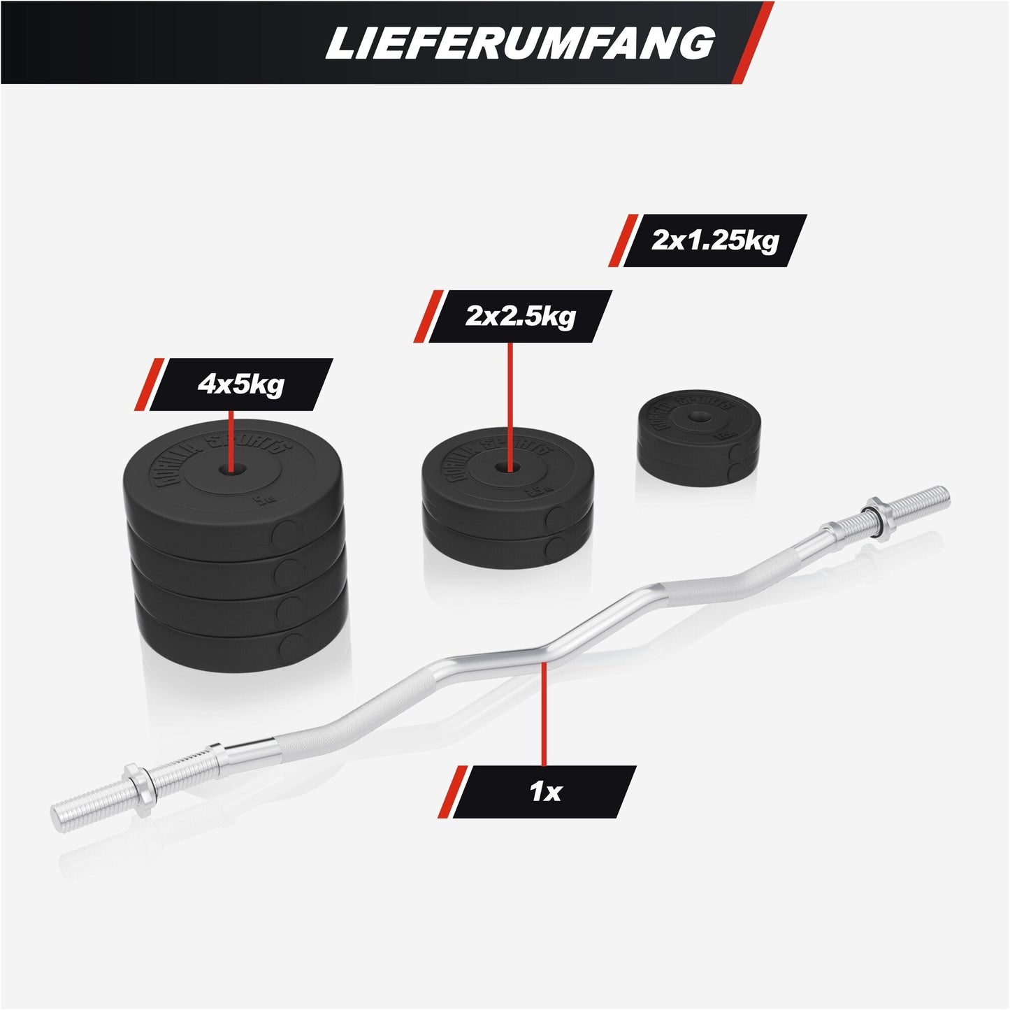 Squat Rack Hantelständer Set inkl. Curlset Kunststoff 35 kg